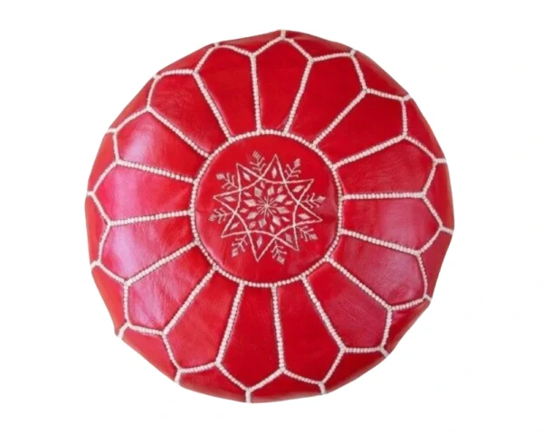 red pouf ottoman