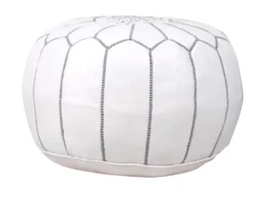 White Leather Moroccan Pouf