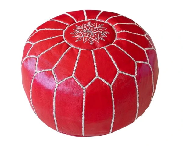 red pouf ottoman