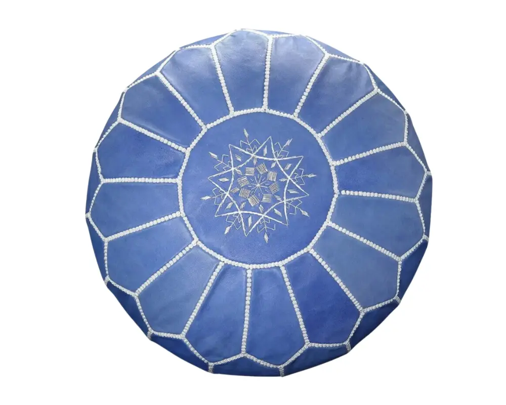 Blue Denim Pouf | round pouf ottoman