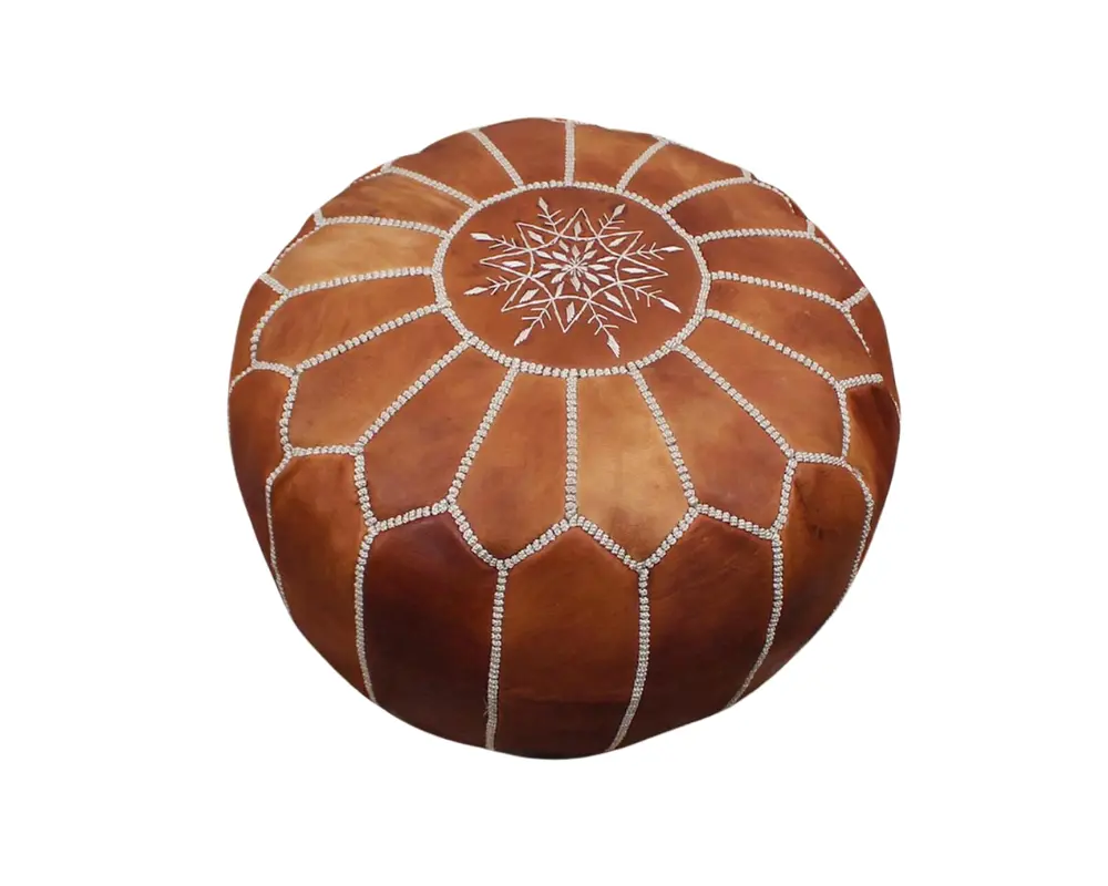 brown circle poufs