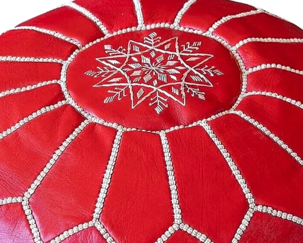 red pouf ottoman